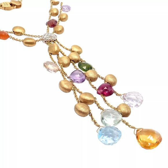 Authentic! Marco Bicego 18k Yellow Gold Paradise Gemstone Diamond Necklace - Picture 7 of 10